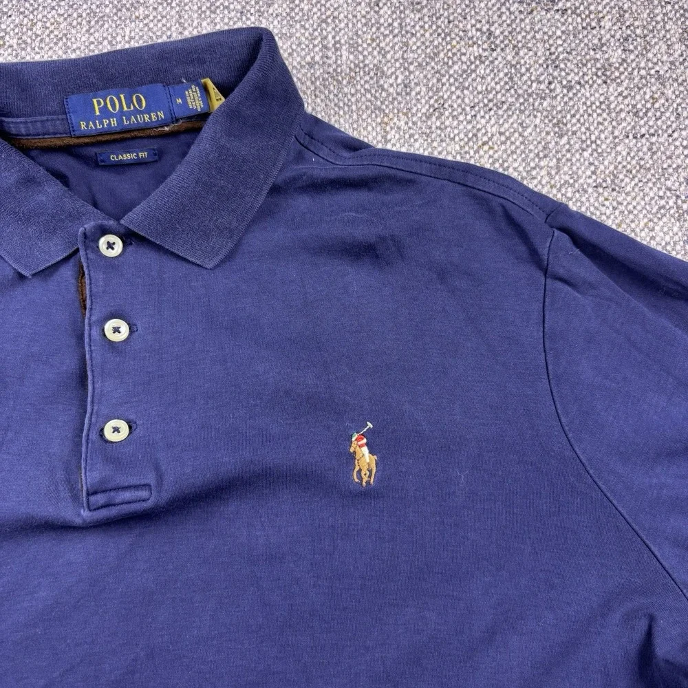 Polo Ralph Lauren Men's Classic Fit Interlock Soft Long Sleeve Navy Polo Sz M